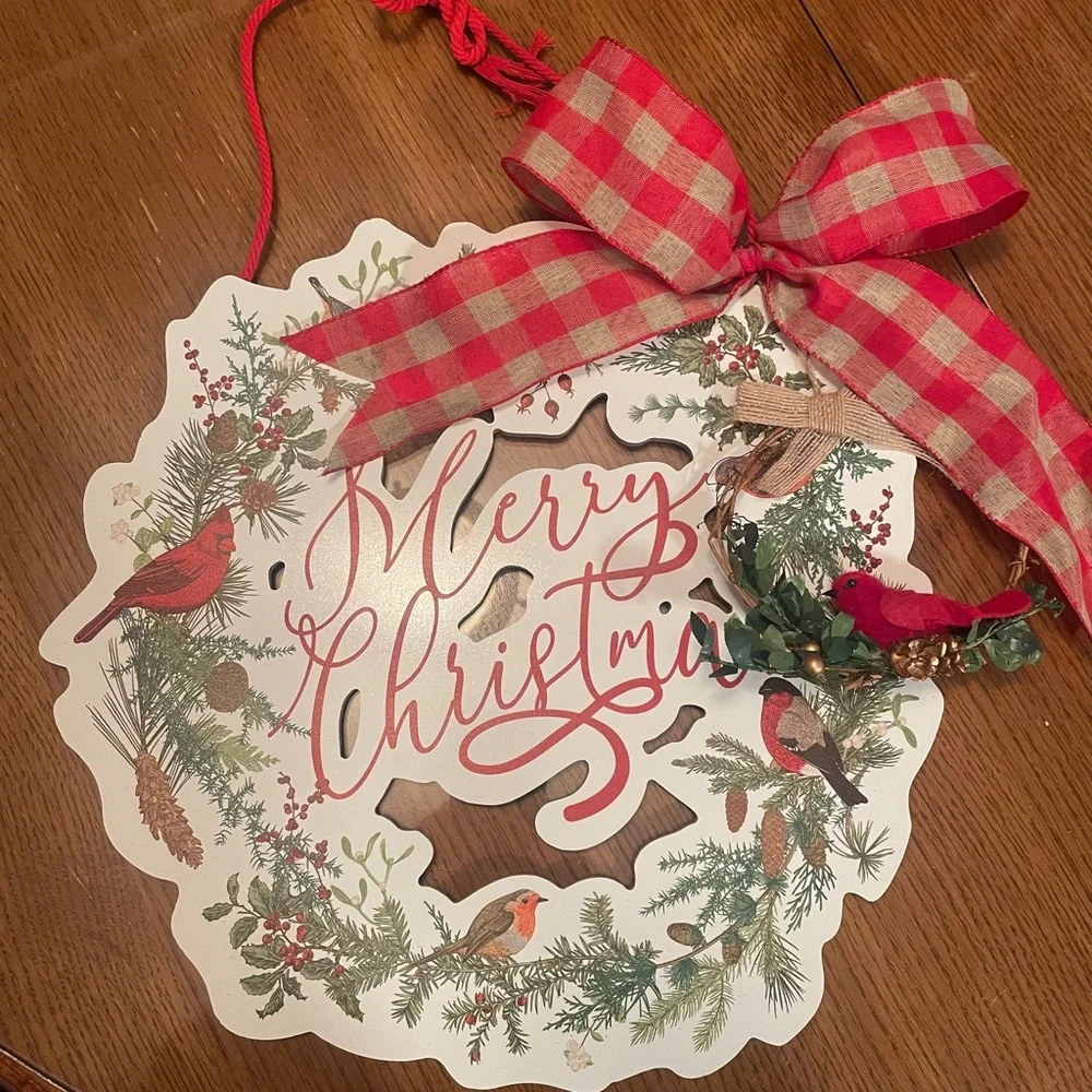 Wood Christmas Bird Wreath